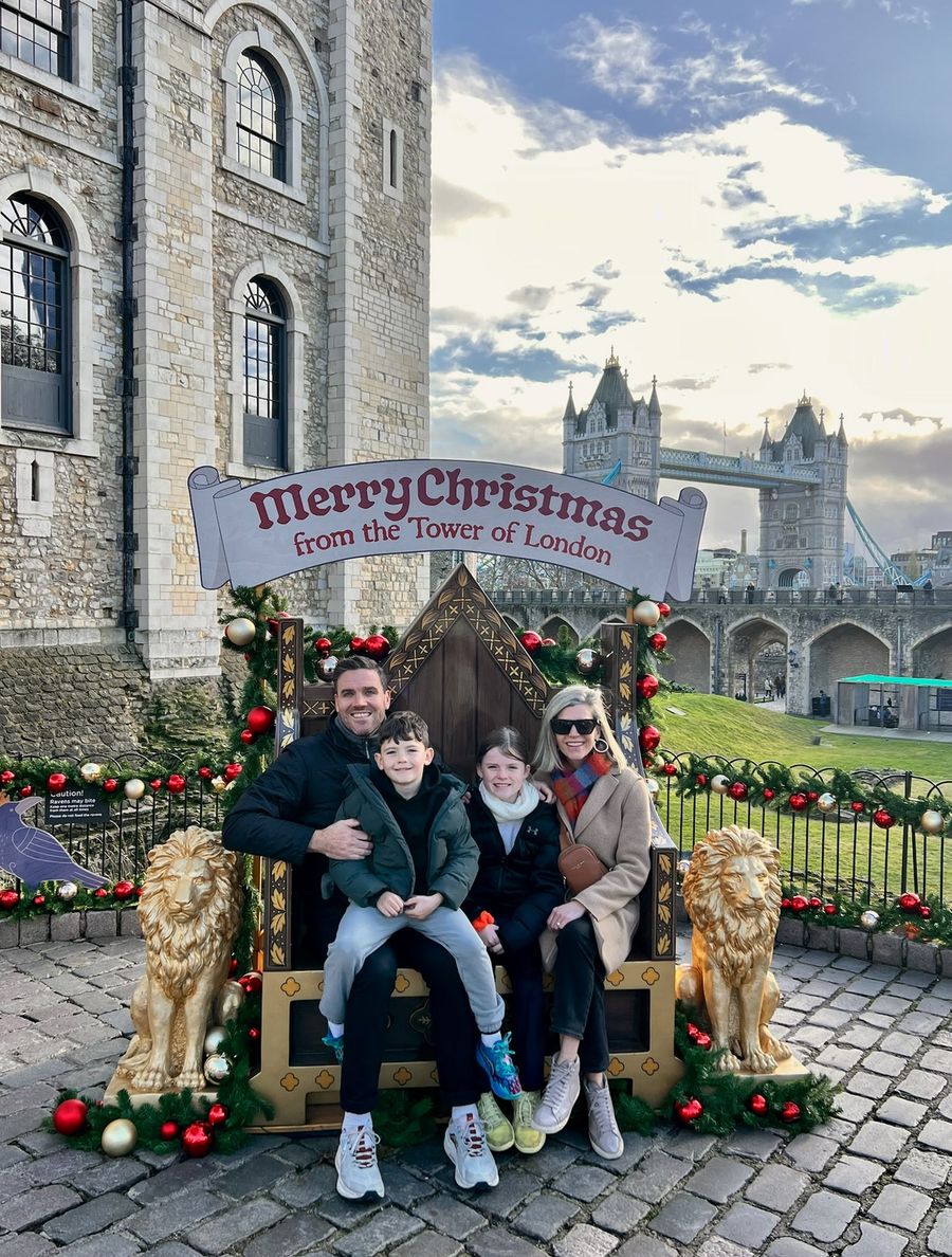 Brendan and his family at the Tower of London at Christmas